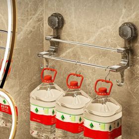 Brand-new suction cup double-bar towel rack, bathroom hanging towel rack, non-perforated storage rack, towel hanging bar