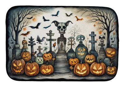 Pet Cemetery Spooky Halloween Dish Drying Mat Absorbent Dish Drying Mat Pad for Kitchen Counter Dish Drainer Mat for Countertop, 14 x 21", Multic